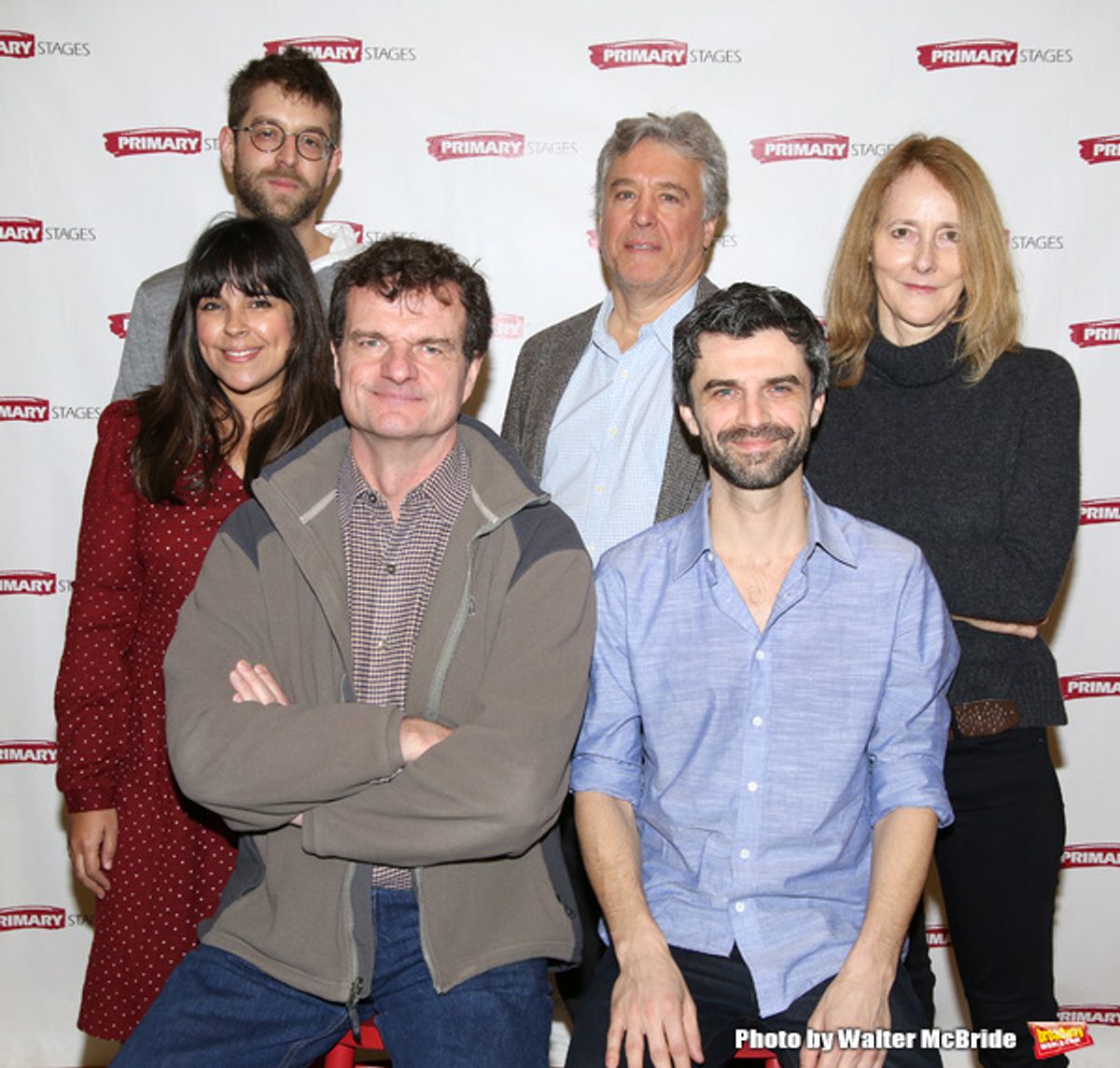 Projection designer Alex Basco Koch, associate artistic  Michelle Bossy, Michael Cumpsty, executive producer Casey Childs, Michael Crane and  Jo Bonney  at 