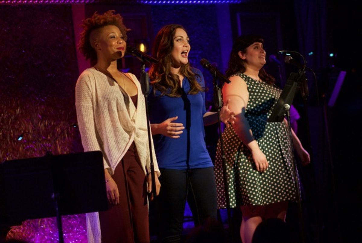 Just Arrived'' from COPACABANA. Pictured: Olithea Anglin, Bethany Lauren James and Patricia McCarthy. at 