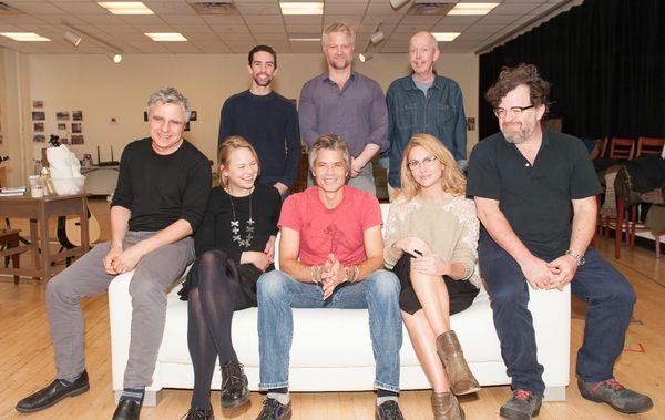 (front row)  Neil Pepe, Adelaide Clemens, Timothy Olyphant, Jenn Lyon, playwright Ken Photo