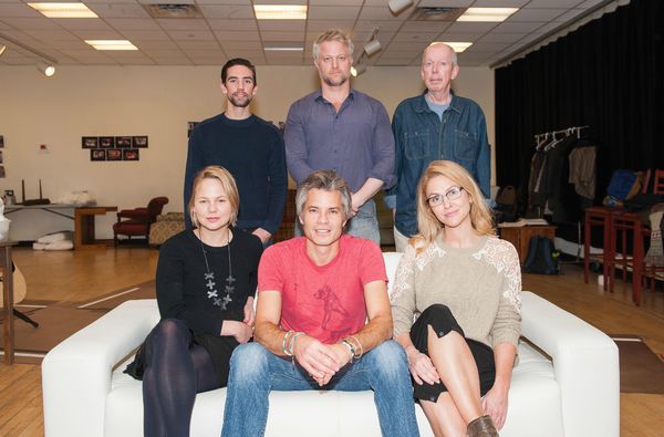 The cast of HOLD ON TO ME DARLING: (front row) Adelaide Clemens, Timothy Olyphant and Photo