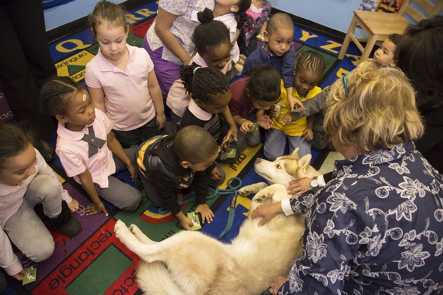 Photo Flash: WKC Dog, Stoli Siberian Husky Ringo, Visits Kids at Homeless Shelter Image