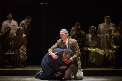 Eric Owens as Stephen Kumalo and Wynn Harmon as James Jarvis Photo