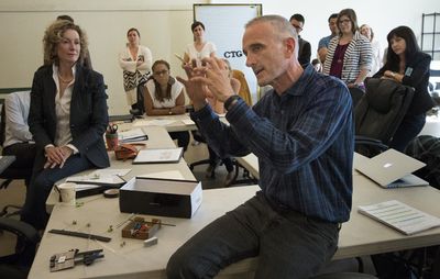 The cast and company of WOMEN LAUGHING ALONE WITH SALAD with  Neel Keller (center) Photo