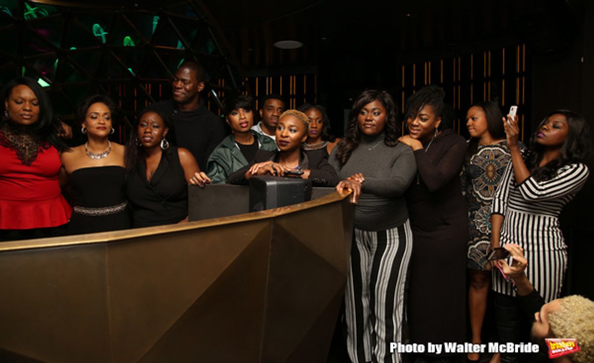 Cynthia Erivo,  Jennifer Hudson and Danielle Brooks with cast  at 