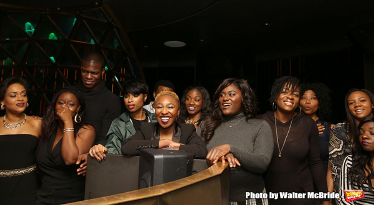 Cynthia Erivo,  Jennifer Hudson and Danielle Brooks with cast  at 