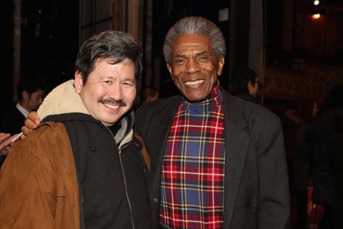 Scott Wantanabe, Andre De Shields at Two-time Tony Nominee André De Shields Visits Broadway Cast of ALLEGIANCE Backstage