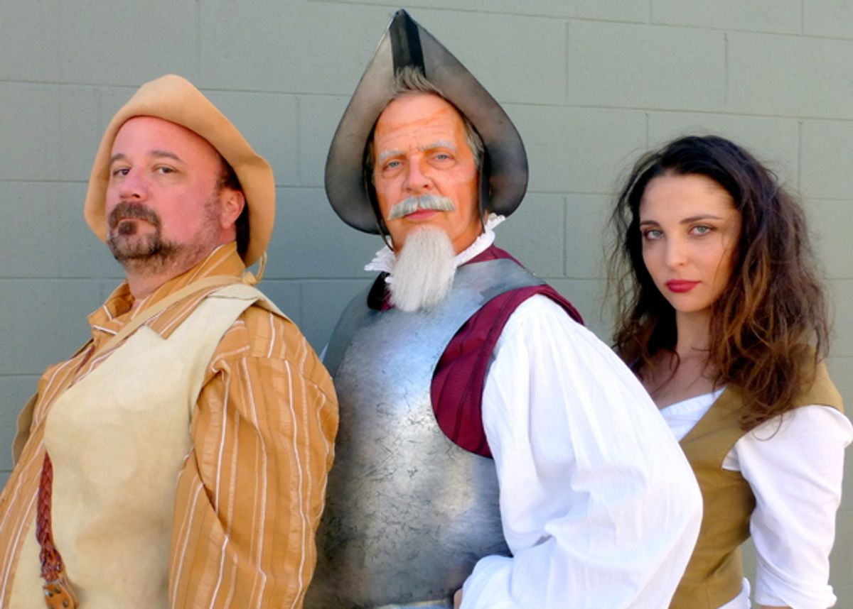 Bradley Miller (Sancho Panza), Ben Lupejkis (Don Quixote) and Rachel Berman (Aldonza) star in the Kentwood Players production of 'Man of La Mancha.' at 
