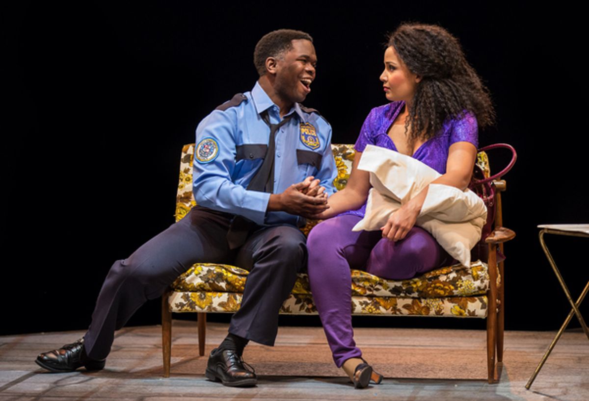 Jonathan Butler-Duplessis as 'Eddie Souther' and Stephanie Umoh as 'Deloris Van Cartier' at 