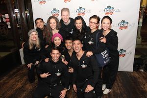Rocking their ALLEGIANCE onesies!Front Row: Sam Tanabe, Janelle Dote,Telly Leung, Chris Kong;Back Row: Katie Rose Clarke, Aaron J. Albano, Kiku Enomoto, Lorenzo Thione, Elena Wang, Lea Salonga, Belinda Allyn @ BroadwayWorld Rocking their ALLEGIANCE onesies!Front Row: Sam Tanabe, Janelle Dote,Telly Leung, Chr Photo