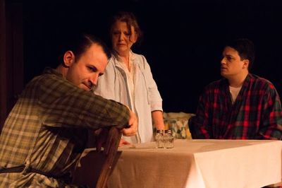 TIM SAMLAND (Biff), KATHI ALEMAN (Linda) and GABE HACKER (Happy) Photo