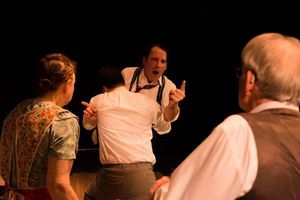 KATHI ALEMAN (Linda), TIM SAMLAND (Biff), GABE HACKER (Happy) and JOSEPH GRANT (Willi Photo