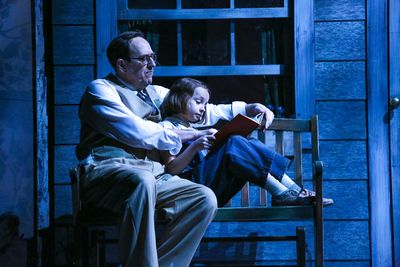 Skip Greer as Atticus Finch, Erin Mueller as Scout Finch Photo