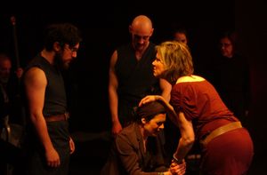 Andrew Iacovelli as Demetrius, James Lucey as Chiron, Allison Crews as Lavinia, and C Photo