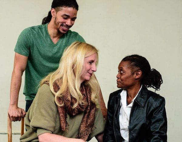 Delia Kropp (center) plays poet Ondi Rivers, pictured with her wife Clem (Katurah Nel Photo