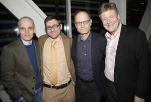 Playwright Greg Pierce (second from left) celebrates his opening night with (l to r)  Photo