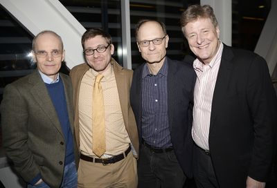 Playwright Greg Pierce (second from left) celebrates his opening night with (l to r)  Photo