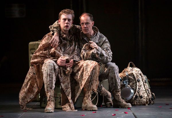 Roderigo (Fred Geyer) is being led to believe that Iago (Michael Milligan) is helping Photo