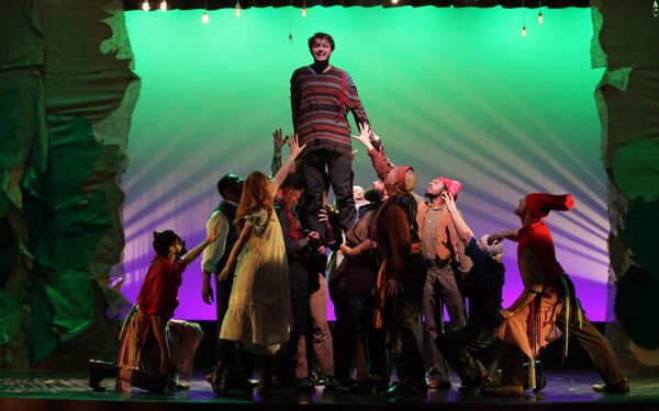 The full cast of PETER AND THE STARCATCHER, with Jeremiah Parker Hobbs (center) as 'B Photo