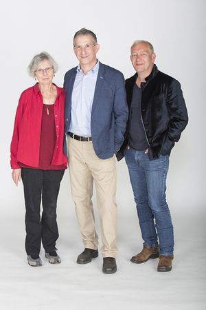 Book writer Sybille Pearson, director Barry Edelstein, and composer and lyricist Mich Photo