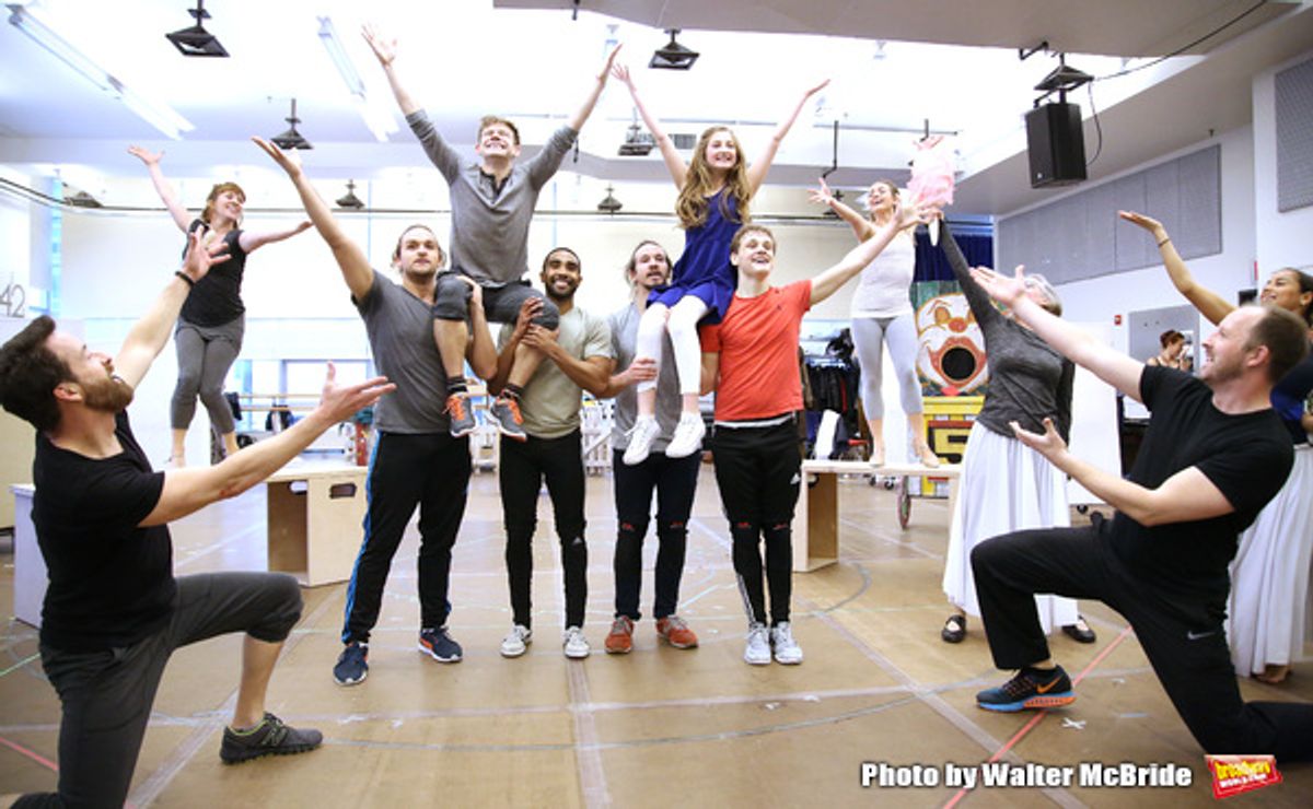 Andrew Keenan-Bolger and Sarah Charles Lewis with cast at 