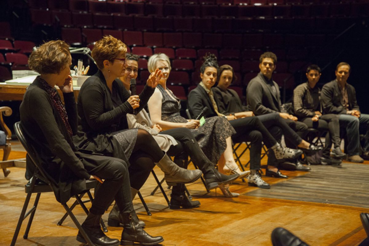 The cast and creatives of FUN HOME with Cynthia Nixon at 