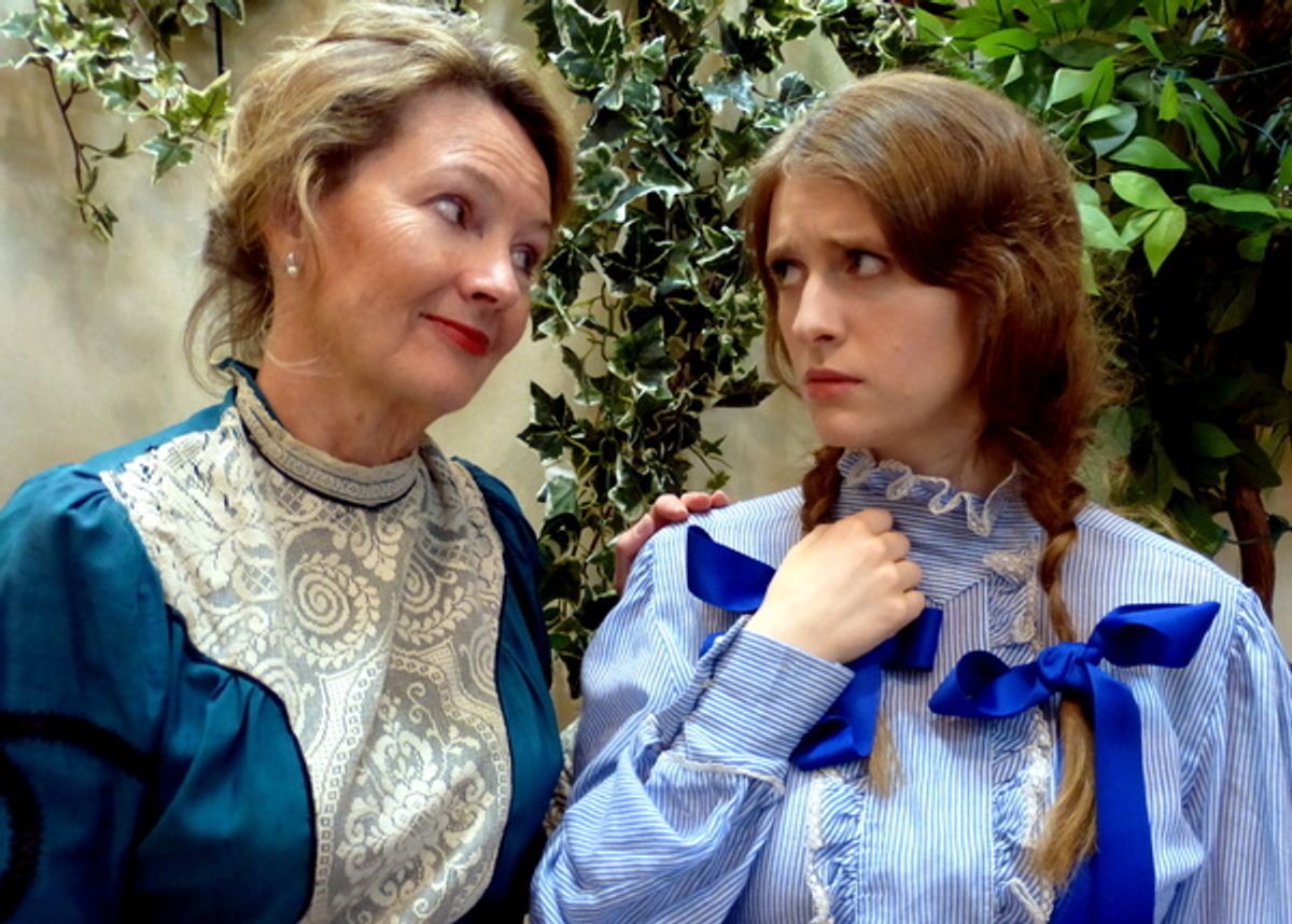Vivie is uncomfortable with her mother's advice. (frmn left: Susan Hardie, Jenna Tovey) at 
