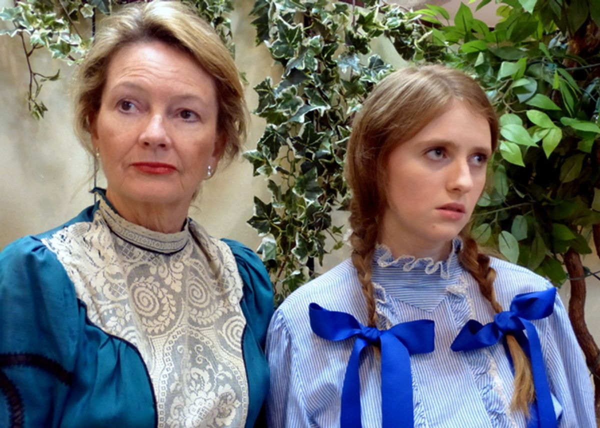 Mrs. Warren and her daughter Vivie are as different as oil and water. (from left: Susan Hardie, Jenna Tovey) at 