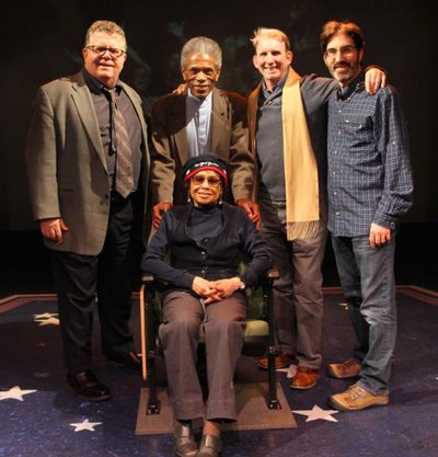 James Morgan, Andre de Shields, Micki Grant (seated), Evans Haile, and Michael Unger  Photo