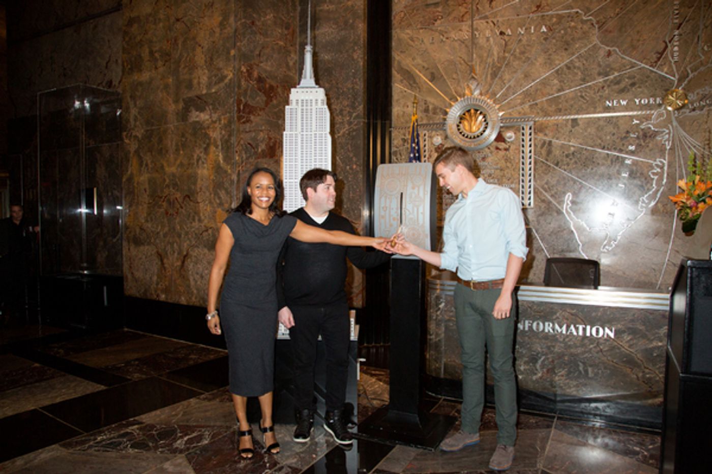 Photo Coverage: THE BOOK OF MORMON Cast Celebrates 5 Years on Broadway at the Empire State Building!  Image