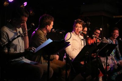 The February 29 cast of Villain: DeBlanks SPACE HOLE! Greg Ainsworth, Tom Lenk, Nicol Photo