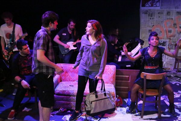 Gabe Taylor (seated) with Brendan Ochs as Will, Larissa White as Heather, and Cameish Photo
