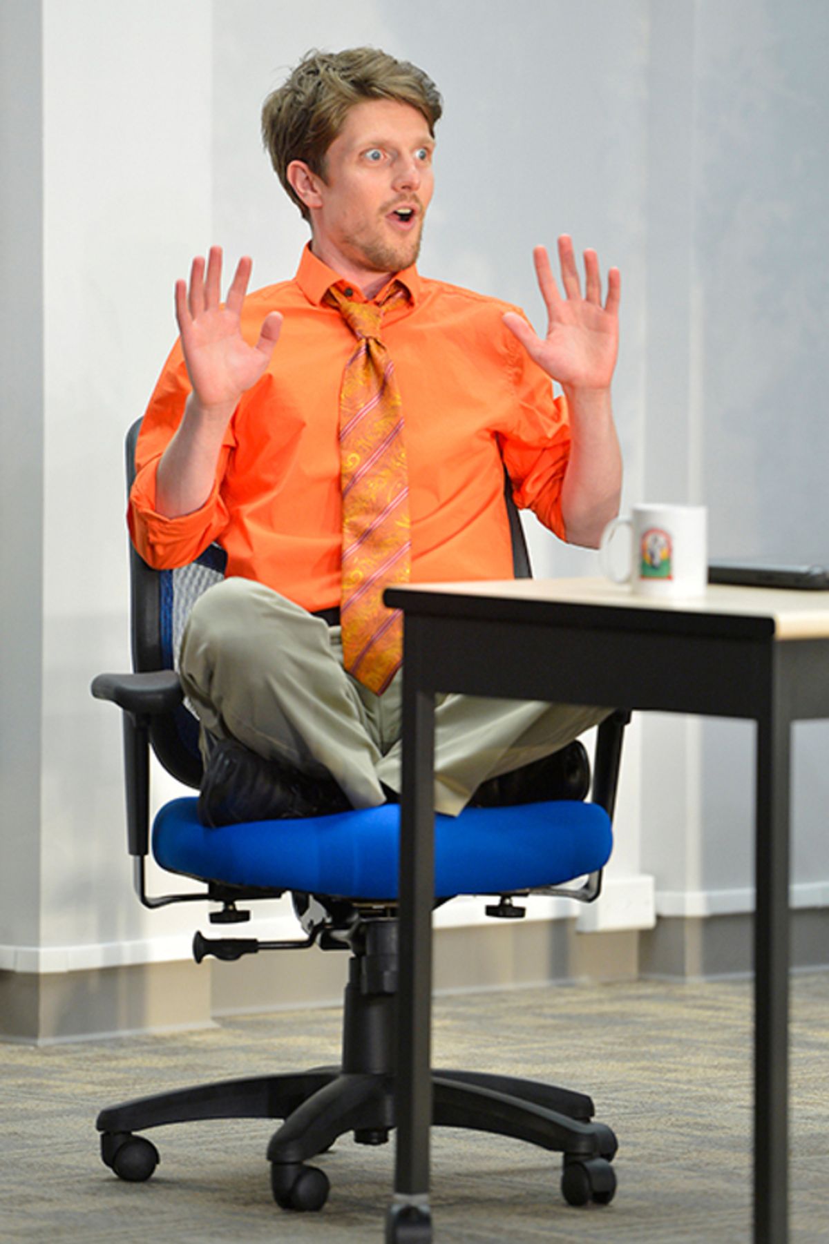 Randy (Max Rosenak) describing a freaky encounter on his weekend jog. at 