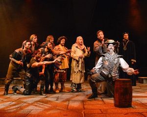 Paul Schoeffler (Don Quixote) and ensemble in 'The Golden Helmet Of Mambrino.' Photo