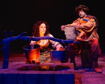 Michelle Dawson (Aldonza) and Gary Marachek (Sancho)  perform 'The Missive' Photo