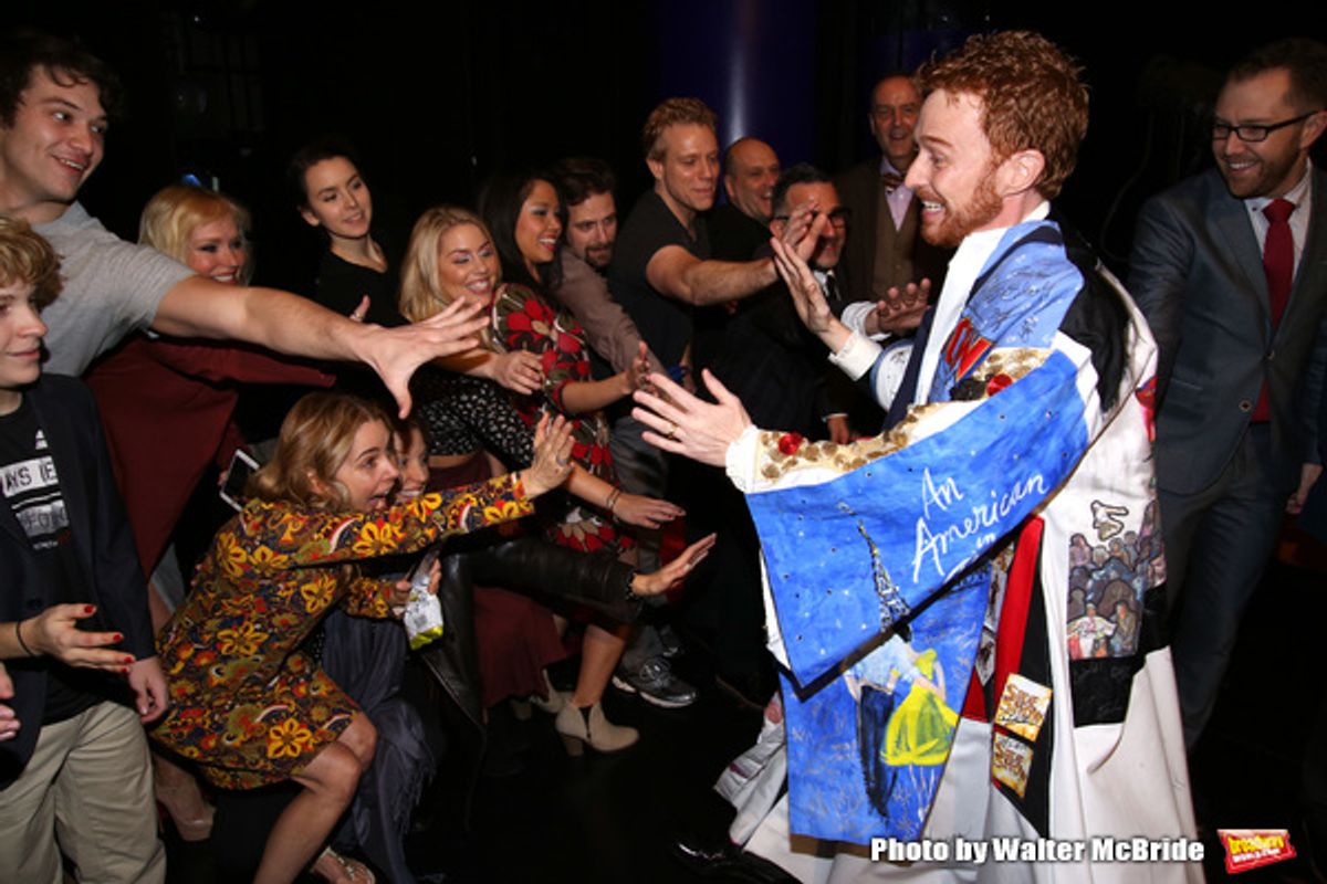 Paul Castre with Kerry Butler, Adam Pascal and the cast  at 