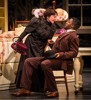 Elizabeth Ledo (Irene Molloy) and Postell Pringle (Cornelius Hackl) @ BroadwayWorld Elizabeth Ledo (Irene Molloy) and Postell Pringle (Cornelius Hackl) Photo