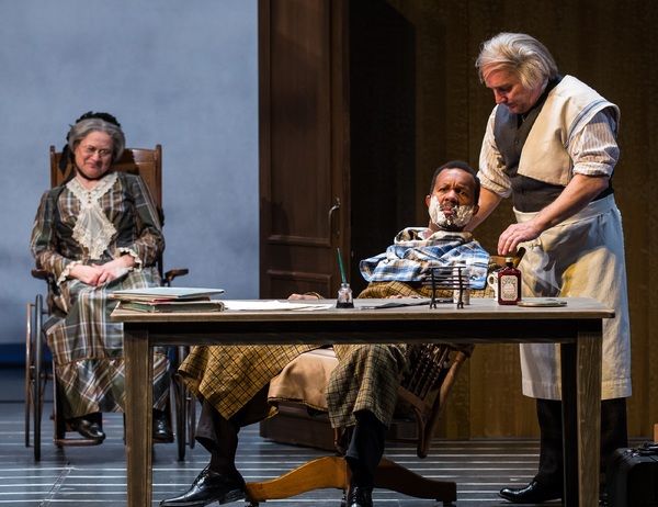 Anita Hollander (Gertrude), Allen Gilmore (Horace Vandergelder) and Ron E. Rains (Joe Photo