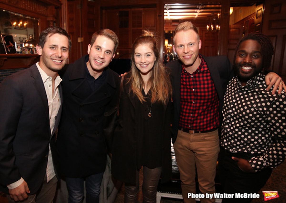 Benj Pasek, Ben Platt, Laura Dreyfuss, Justin Paul and Mykal Kilgore  at 
