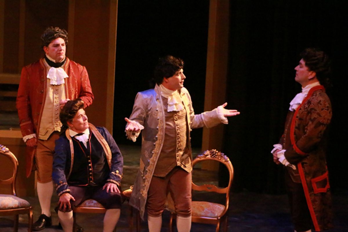 Ron Mackley as Count Von Strack, Nelsen Spickard as Salieri, Luke Walker as Mozart, Rob Burke as Baron Van Swieten at 