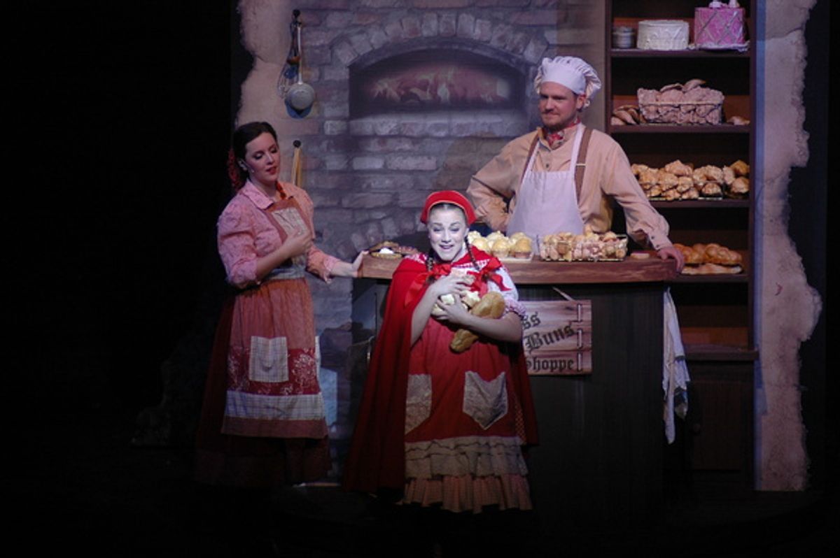 Lee Gilliland, Gia Welch and Lynden Lewis play the Baker, Little Red Ridinghood, and the Baker's Wife at 