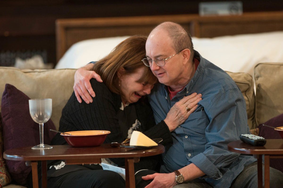 Blair Brown (Mary Page Marlowe, age 63) and ensemble member Alan Wilder (Andy)  at 
