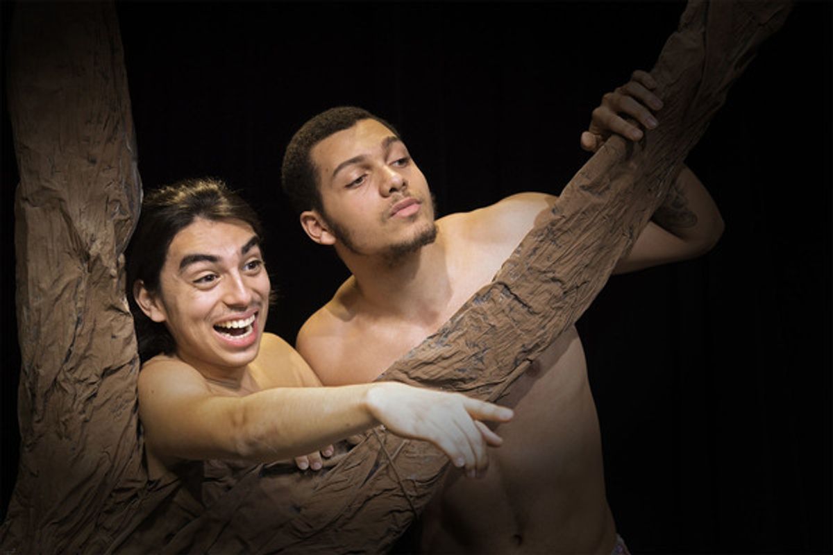 Theatre students Charles Acuna, left, as Puck and Christopher Ryan as Oberon. at 