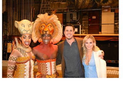 Ben Higgins, Lauren Bushnell and the some of the cast of The Lion King Photo