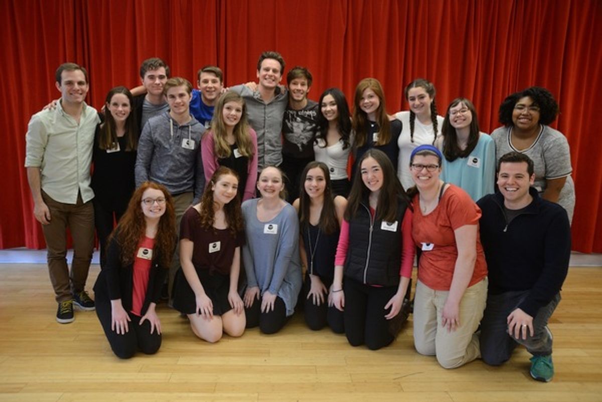 Jonathan Groff, Thayne Jasperson, and Broadway Workshop Students and Staff  at 