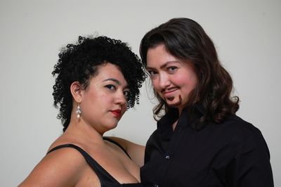 Tiffany Abercrombie as Katharina and Elisabeth Preston as Petruchio Photo