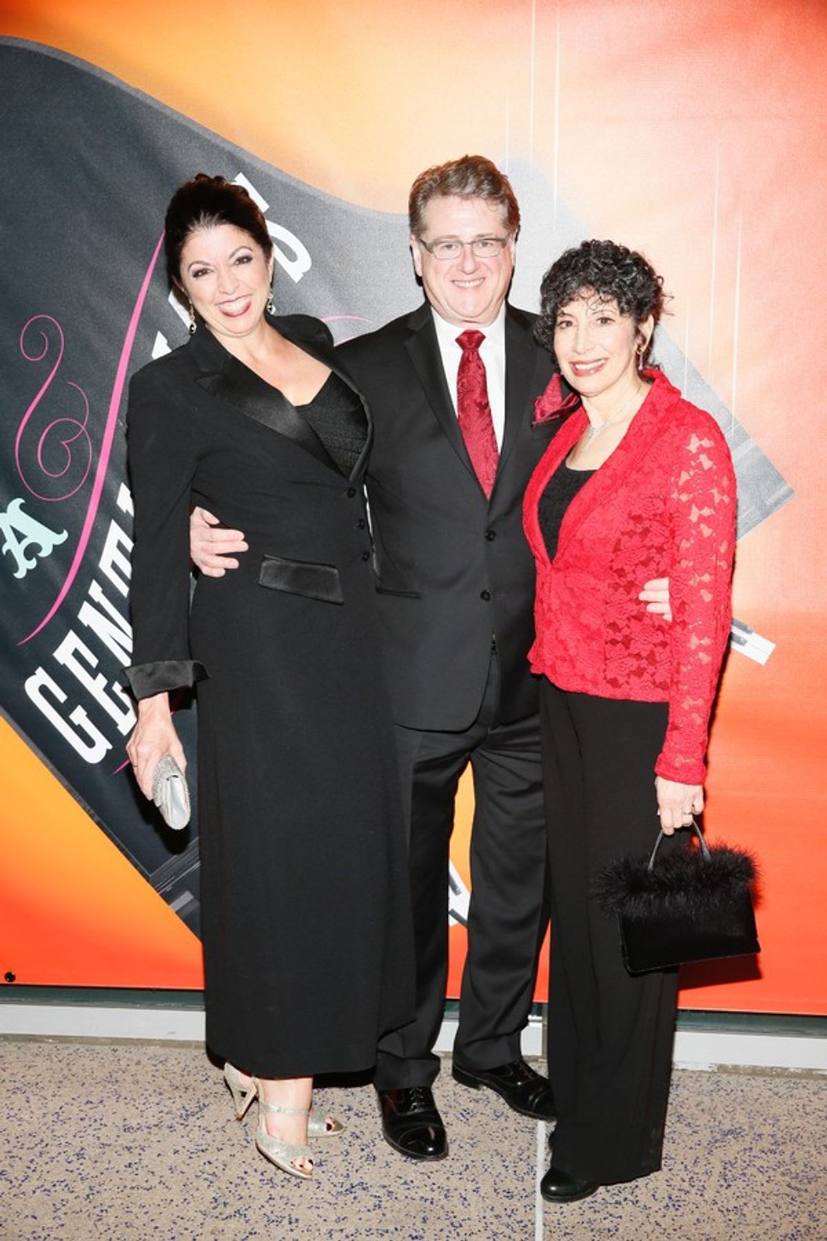 From left, choreographer Peggy Hickey, book writer/lyricist Robert L. Freedman and actress Jean Kauffman arrive at the opening night performance of 'A Gentleman's Guide to Love & Murder' at Center Theatre Group/Ahmanson Theatre on Wednesday, March 23, 201 at 