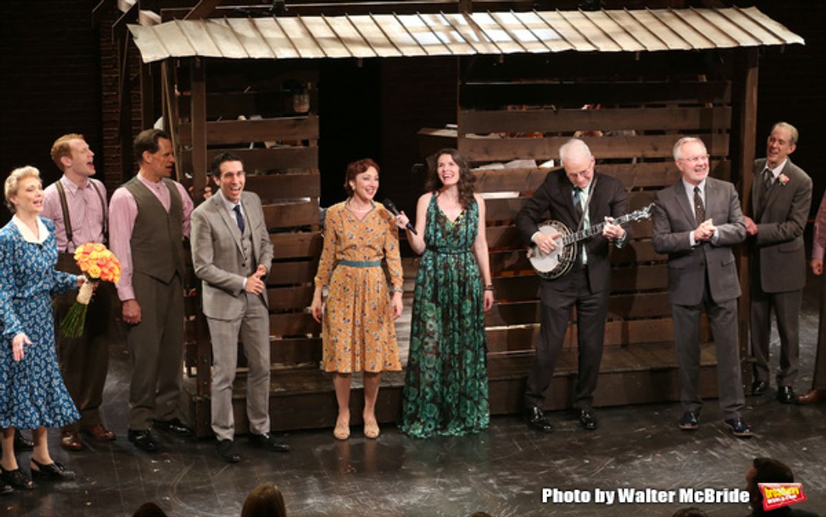 Dee Hoty, Josh Rhodes, Carmen Cusack, Edie Brickell, Steve Martin, and Walter Bobbie  with the cast  at 