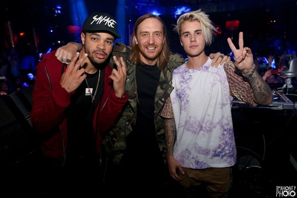 Maejor, David Guetta and Justin Bieber at 