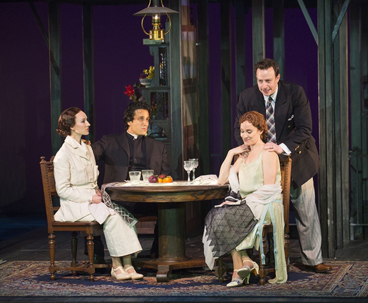 Elizabeth A. Davis as Anna Davidson, Jared Zirilli as Alfred Davidson, Betsy Morgan as Louisa MacPhail, and Tally Sessions as Alec MacPhail at 
