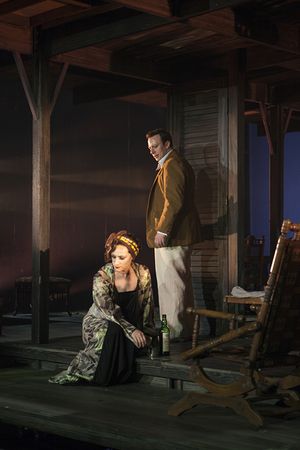 Eden Espinosa as Sadie Thompson and Tally Sessions as Alec MacPhail Photo